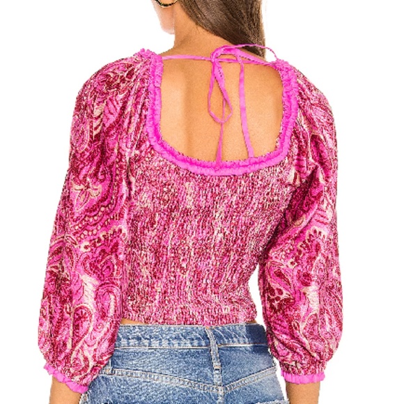 Free People Dare Me Velvet Print Blouse in Retro Combo in various NWT - Picture 6 of 10